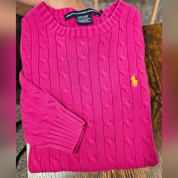Ralph Lauren Sport Women's Vibrant Pink Cable Knit Sweater Size-M - Picture 3 of 10